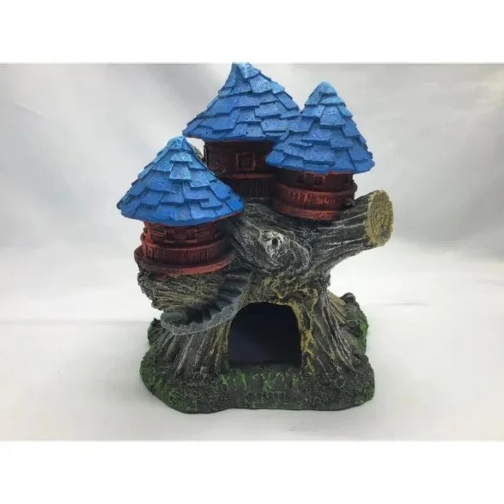 Harome Aquarium Treehouse Decor Fish Tank Hiding Hollow Resin
